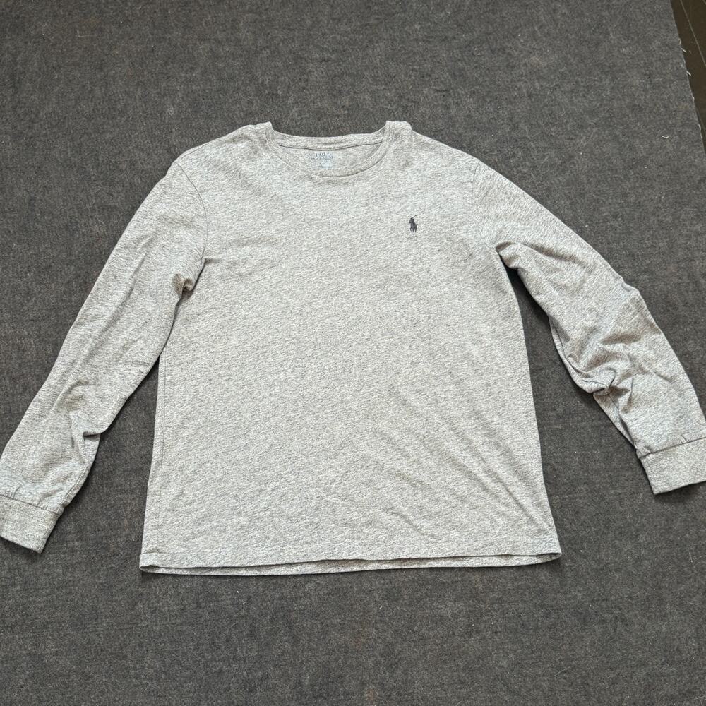 Polo Ralph Lauren Long Sleeve Heather Gray Crewneck Tee Size L